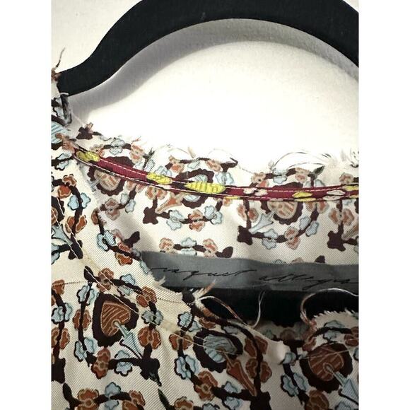 RAQUEL ALLEGRA Silk High-Low Short Sleeve Boxy Crop Fit Raw-Edge Blouse Top - 0 - Picture 6 of 6